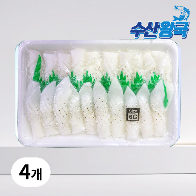 수산왕국 초밥용 구운 솔방울 한치 슬라이스 6G, 4개