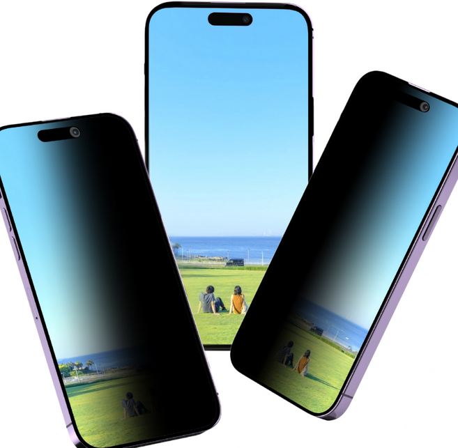 아이푸룸 지문방지 매트 2p세트 아이폰 강화유리 사생활보호 프라이버시 액정보호필름, 2개