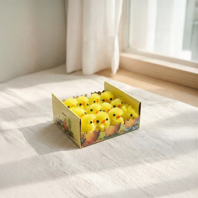 한소픈 병아리 모형 1박스 인테리어용품 데코소품 미니어처 농장장식 새모형 병아리모형 부활절소품, 미니(12마리)