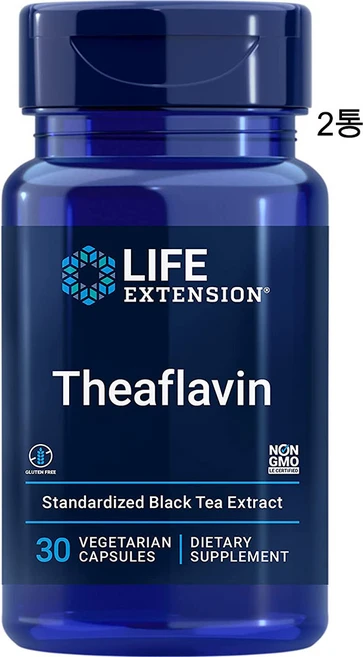 라이프익스텐션 블랙티 홍차 추출물 350mg 30캡슐 x 2통 테아플라빈, 30정 - 쿠팡