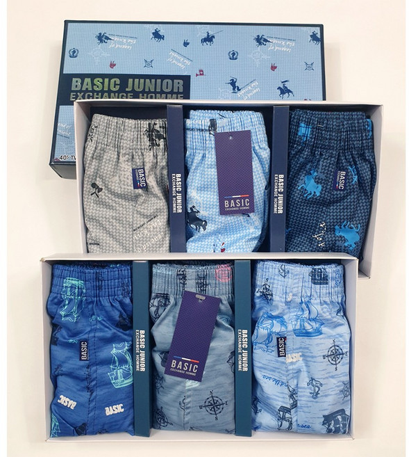 키즈클럽 국내산 주니어 청소년 순면 100% 트렁크 팬티 6종 세트 MT0203