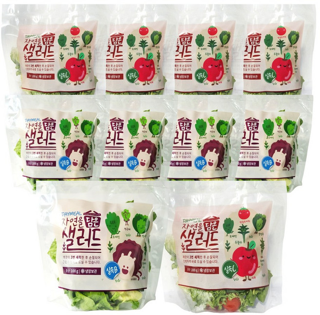 데이밀 자연을담은 샐러드 혼합구성 실속B+실속C 국내산 야채믹스 과채믹스, 10개, 100g