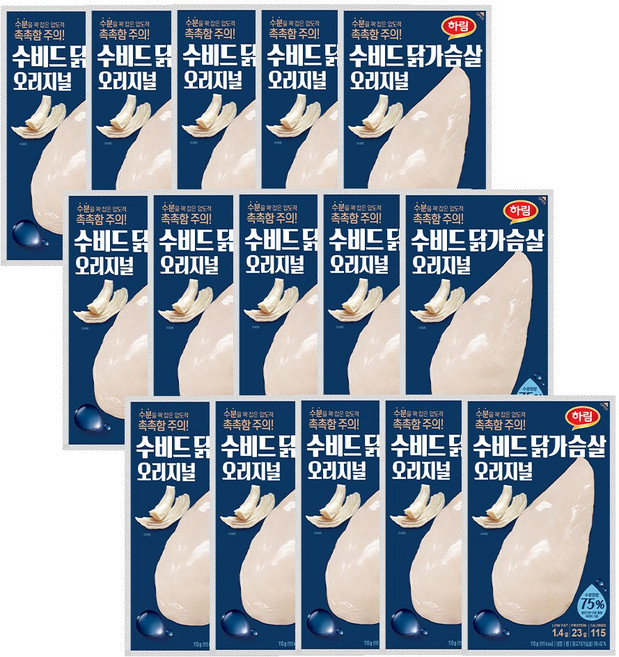 하림 수비드닭가슴살 오리지널 100g 15봉, 15개