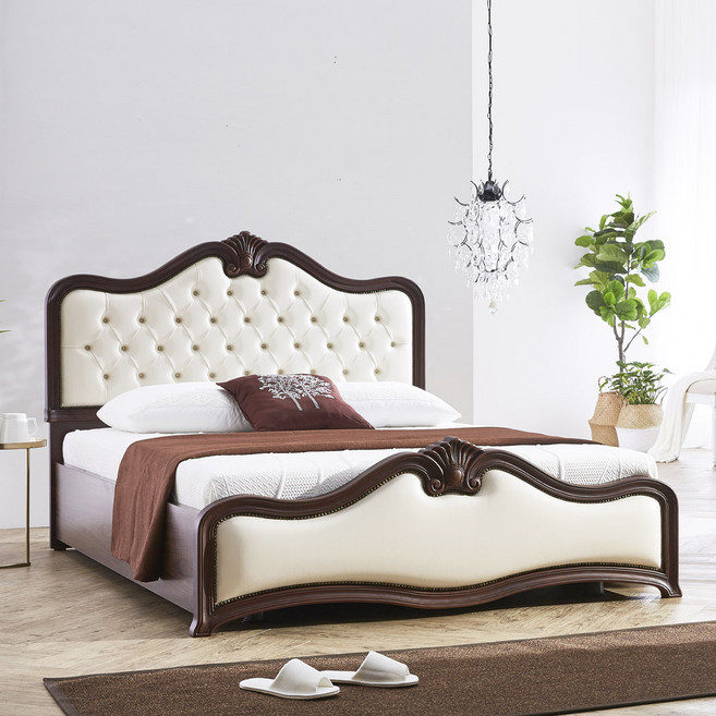 동서가구 다이엘 빈티지 엔틱 퀸침대프레임 DF908165, 월넛