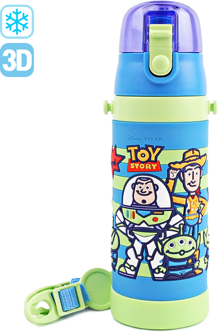 토이스토리 3D 원터치 스텐보틀 480ml 어깨끈 아동 보온 보냉 스트랩, 상세페이지 참조, 1개