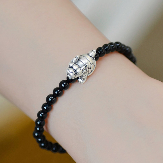 반지소 도담 실버99.9 비휴 용귀 오닉스 천연석 행운 팔찌