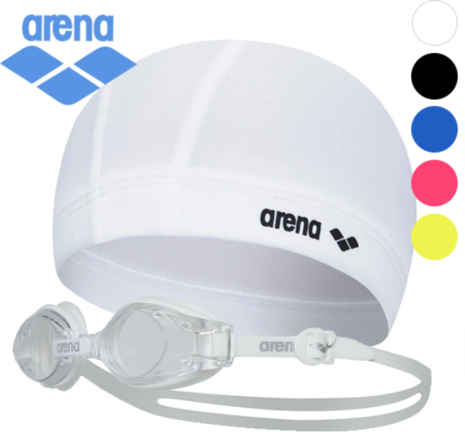 [정품] 아레나 수경 수모 생존수영 세트 초등 유아 주니어, 1세트, 화이트