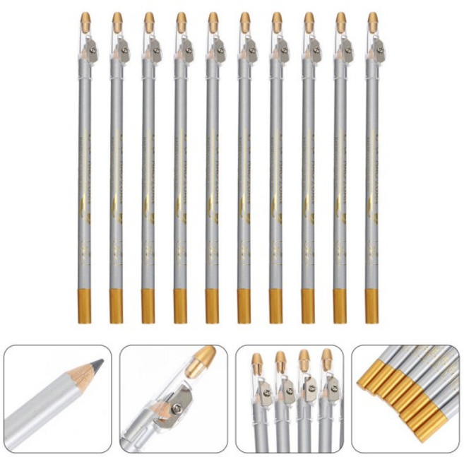 10개입 눈썹 펜 2-in-1 방수 포뮬러 내장형 샤프너 포함 간편한 사용 자연스러운 마무리 여행용