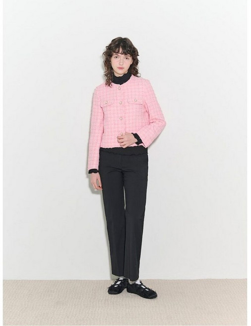 매장정품 빈폴 BEANPOLE LADIES [B. my] 트위드 라운드넥 자켓 재킷 핑크 (BF5211N01X) BF5211N01X 722376