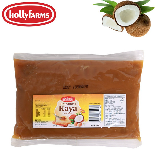 홀리팜스 카야잼 브라운 1kg 업소용 프리미엄잼 싱가포르, 1개