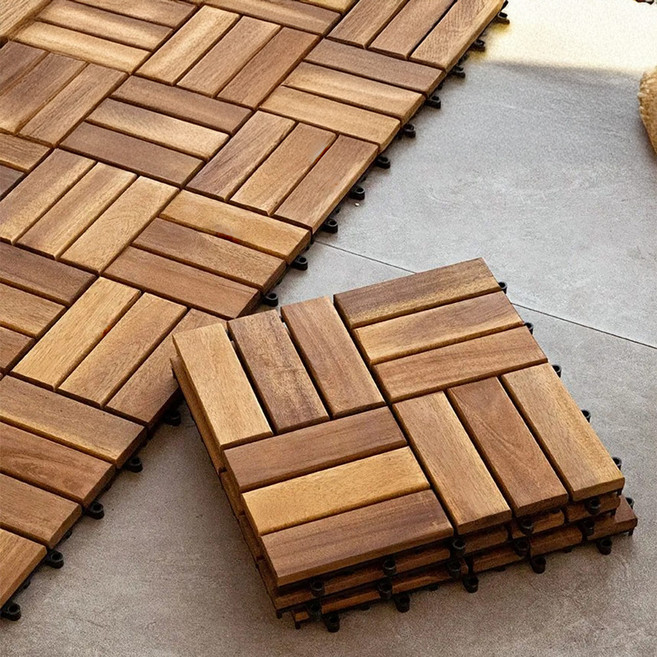 베스트홈 아카시아 우드 조립식 데크타일 10P, 격자 10P, 1개