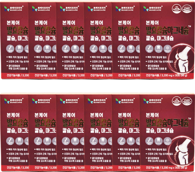 본케어 발효칼슘마그네슘 이온칼슘 이온칼맥 30스틱 X 12박스 ( 12개월세트), 12개