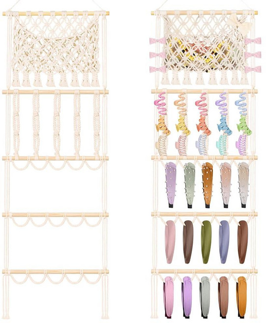 AOFLLU Headband Holder Hair Bow Organizer for Women Macrame Bow Holder Hair Accessories Organizer, AOFLLU Headband Holder Hair Bo