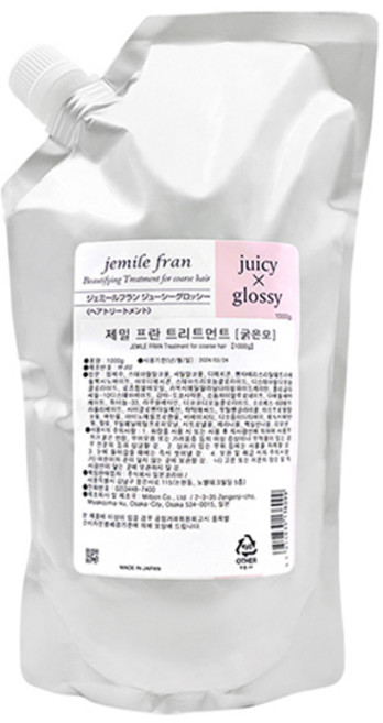 밀본 제밀프란 트리트먼트 쥬시x글로시 (보통모 굵은모발용), 1개, 1L, 밀본 제밀 프란 쥬시x글로시