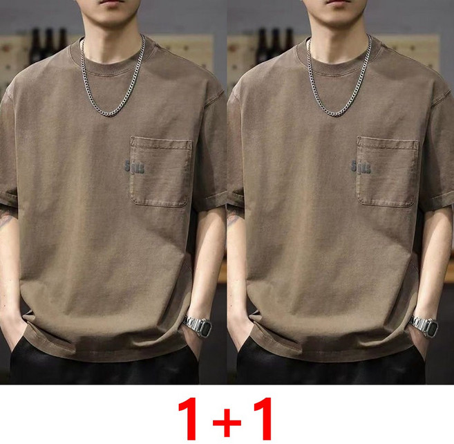 지고다그 1+1 남성 루즈핏 반팔 티셔츠 포켓 디테일로 캐주얼 입는 여름 데일리룩 GJXA0295