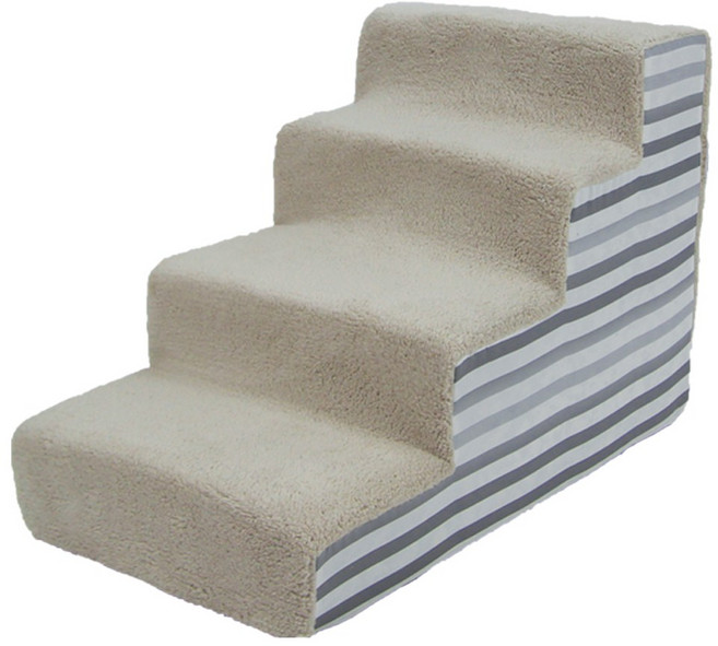 8DECO 강아지계단 애견계단 펫스텝 모음 1단2단3단4단 (커버+솜포함) ce4, 베이지 그레이 스트라입, 1개