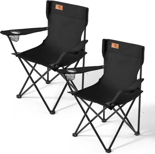 탄씨엔쯔 탄스트라이더 옥스포드 원단 스틸 튜브 캠핑 암체어+보관가방, 블랙, 2개