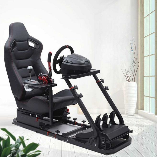 레이싱휠 거치대 게이밍 세트 VR 운전 게임 휠 의자 고급, 1개, 레이싱휠 002레드