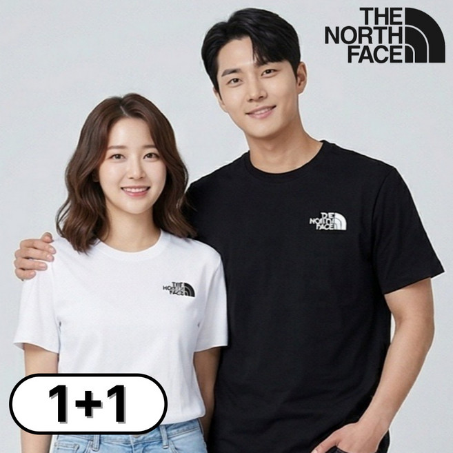 [백화점발송] 노스페이스 남여 반팔티 1+1 티셔츠 면티 기본 여름 커플 등산 러닝 스몰 로고