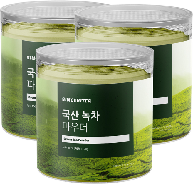 신서리티 국산 녹차 파우더, 1개, 3개입, 100g