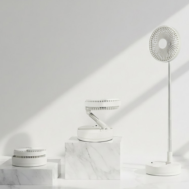 [독일브랜드] BLDC 무선 접이식 선풍기 화이트 하얀색 리모컨 C타입 충전 대용량 배터리 5엽날개 3단조절 공기순환기 거실 사무실 캠핑용 선풍기, BLDC 무선 접이식 선풍기(리모컨형)