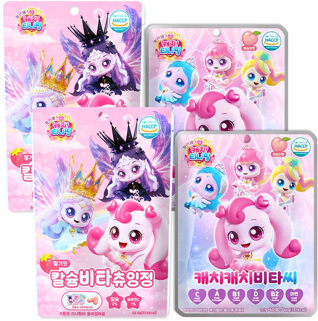 캐치티니핑 캐치캐치비타씨 40정 2개 + 칼슘비타 츄잉정 52.5g 2개 세트, 1세트