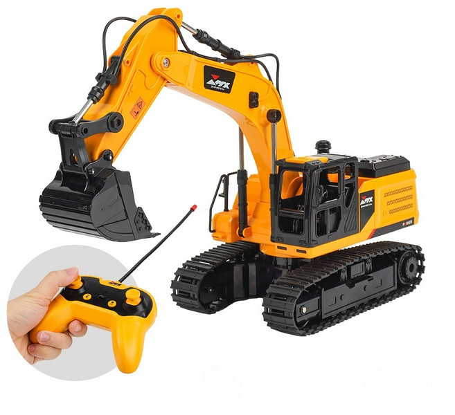 888玩具 888便利購 1:18 遙控挖土機/怪手 USB充電 5通遙控 履帶可單邊動作 車體360度手動, 1個, 黃色