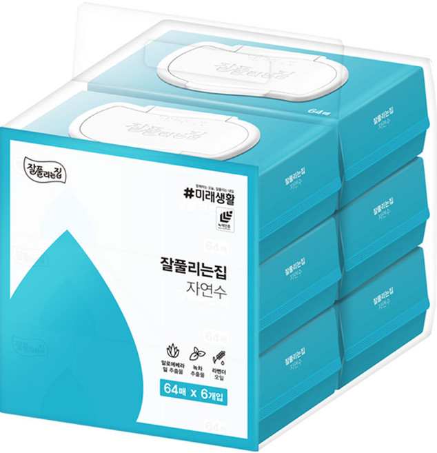 미래생활 자연수 물티슈 64매6입 1팩