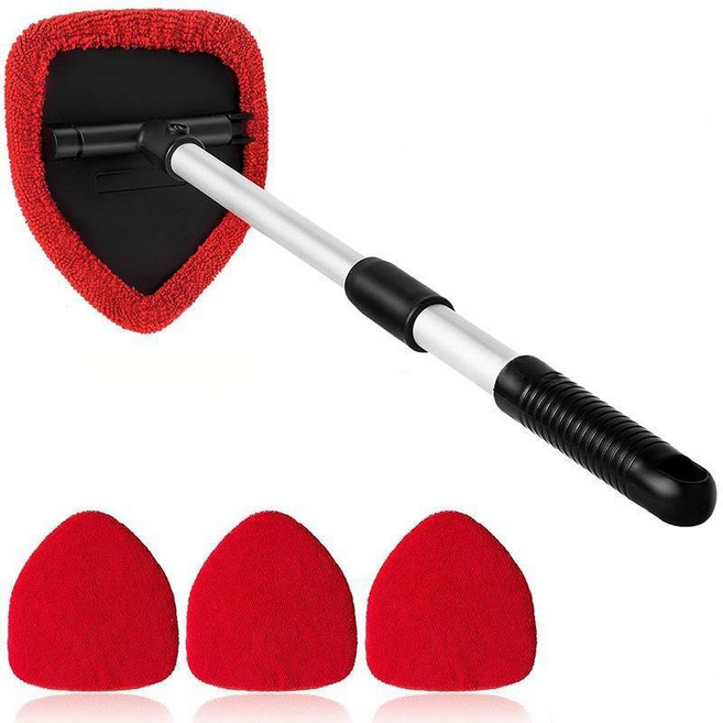 오컴캡 길이조절 자동차 유리 청소 브러시 교체헤드 4개포함 자동차 청소 용품, 1세트, 빨간색
