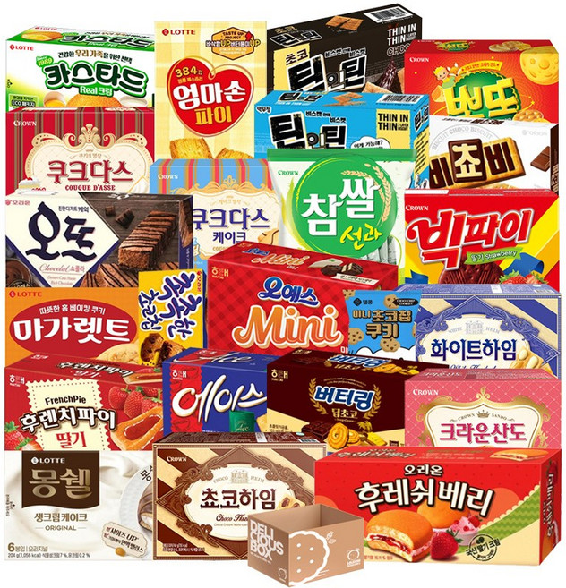 몽쉘 후레쉬베리 마가렛트 선과 카스타드 에이스 오뜨 하임 등 22종 (+1)구성 사무실 간식 과자세트, 1세트, 1개