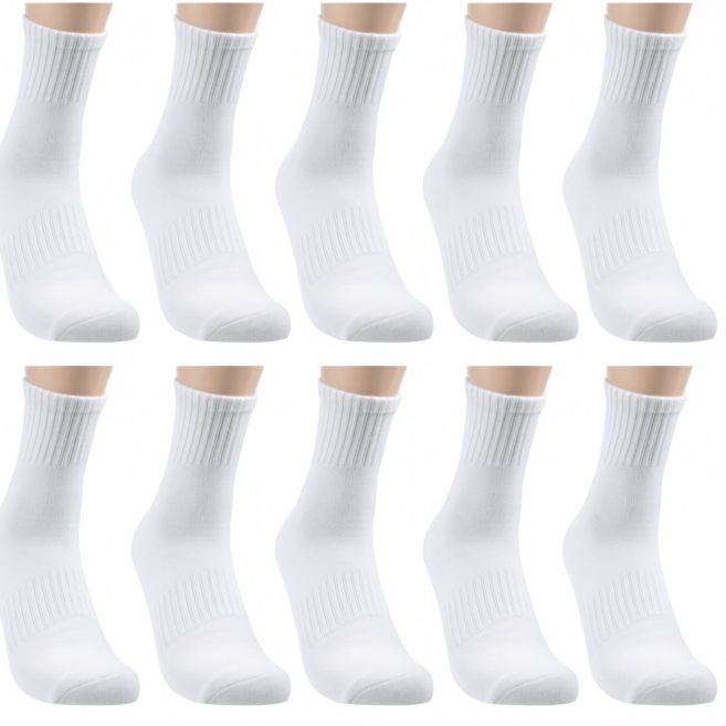 바이이레 러닝 스포츠 쿠션 양말, 화이트, 5개