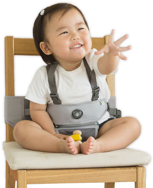 허그파파 다이얼핏 휴대용 아기 의자 부스터, 라이트그레이