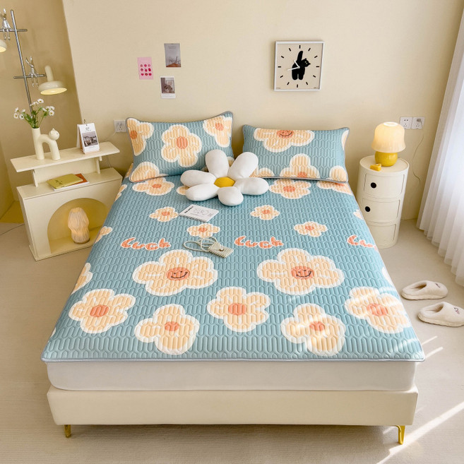 클라우드벨 여름용 접이식 방수 천연 라텍스 냉감 쿨 침대 패드 매트 베개커버, DK-002