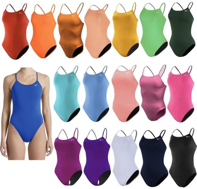 [매장판] 나이키스윔 원피스 수영복 여성 컷아웃 앤서 솔리드 자수 앤 하이컷 NESSA018