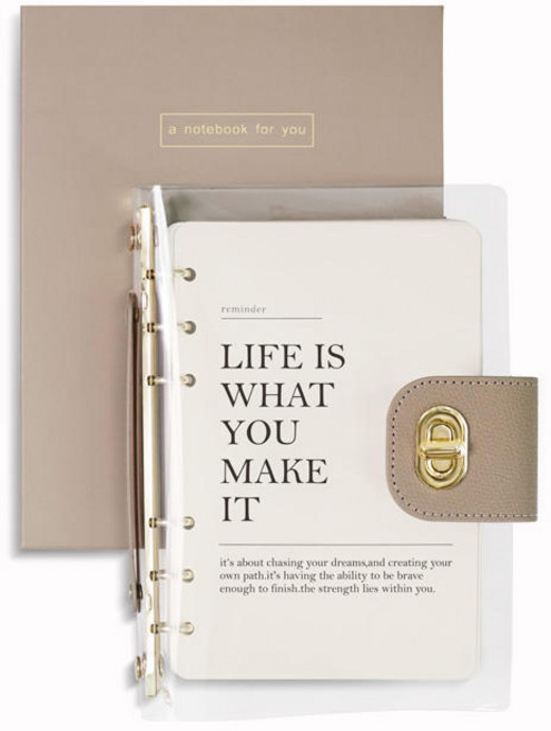 투명 다이어리 생각정리 노트 6공 만년형, 베이지