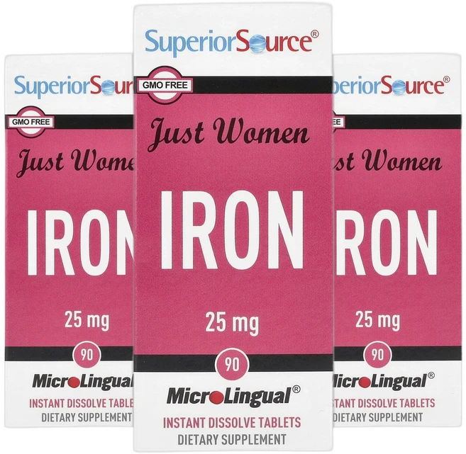 슈페리어소스 Just Women 철분 Iron 아이언 25mg 정제 90정 2+1, 90회분, 3개 - 쿠팡