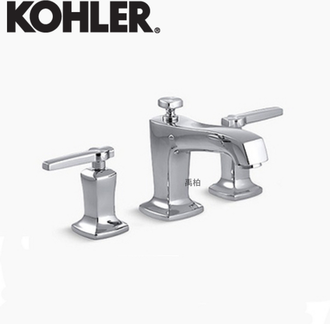 KOHLER 三孔檯面式臉盆龍頭, 鉻色, 1個