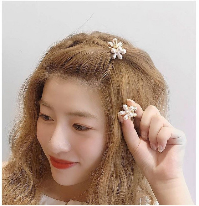 꽃진주 미니집게핀 진주집게핀 진주머리핀 포인트핀 진주핀 앞머리핀 옆머리핀 앞머리집게핀 반머리핀 삔