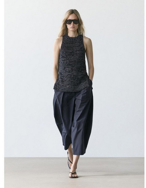 마시모두띠 코튼 블렌드 와이드 레그 팬츠 05096780462 3124955