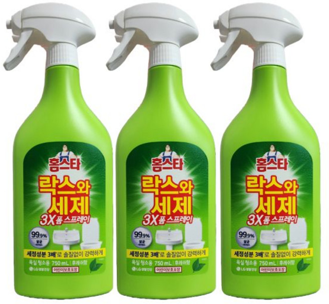 LG 홈스타 락스와세레 3X 폼 스프레이 후레쉬향 750ml x 3 - LG 홈스타 락스와세레 3X 폼 스프레이 후레쉬향 750ml x 3, LG 홈스타 락스와세레 3X 폼 스프레이 후레쉬향 75
