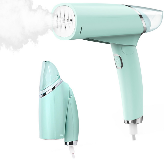 스팀다리미 찜기 접이식 휴대용 다리미 18초 리프팅 15분 연속 스팀다리미 1000W 120ML 물탱크 브러시, GREEN