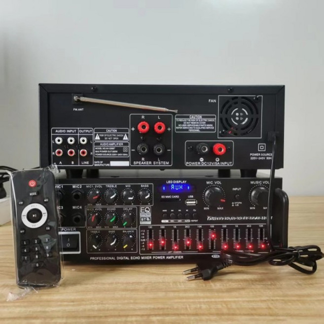 새로운 고출력 가정용 전력 12V/220V 블루투스 EQ 이퀄라이저 자동차 야외 가라오케 이중 목적 전력, 01 AV-326BT