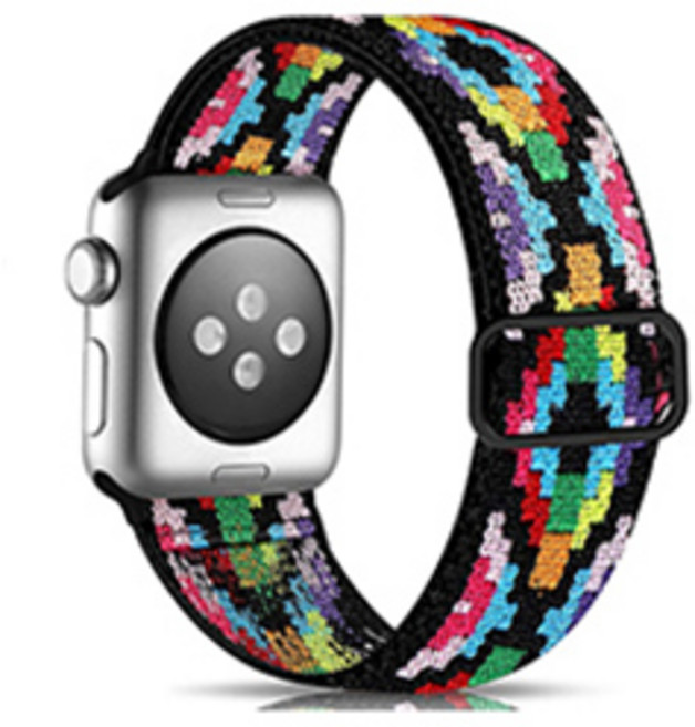 고탄성 애플워치 호환 스트랩 밴드, 1개, 레인보우패턴