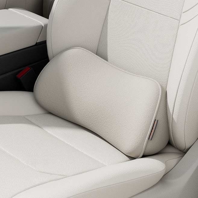 Helloleiboo 자동차 요추 쿠션 메모리 폼 요추 지지대 자동차 등받이 쿠션 사무실 요추 쿠션 자동차 등받이 쿠션 요추 베개, 1개, 오프 화이트