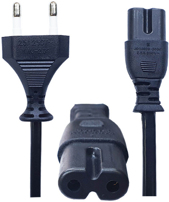 [COME BANK] 2구 8자형 TV 공기청정기 선풍기 PS5 가전제품 삼성 엘지 수입 해외직구 샤오미 220V 연결 전원 파워 코드 케이블 선, 8자형전원케이블(2구), 1.5M, 1개