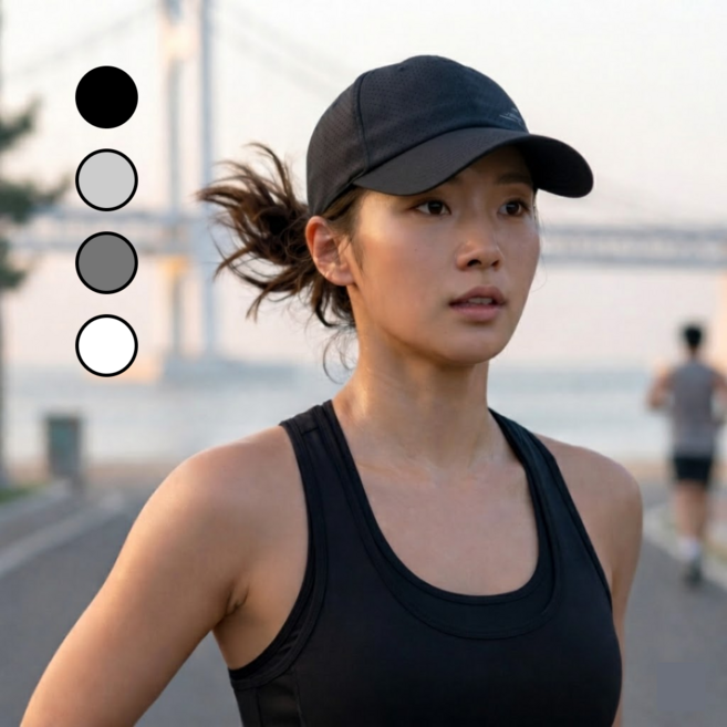 굿새로이 초경량 메쉬 스포츠캡 러닝모자, 1개, 블랙