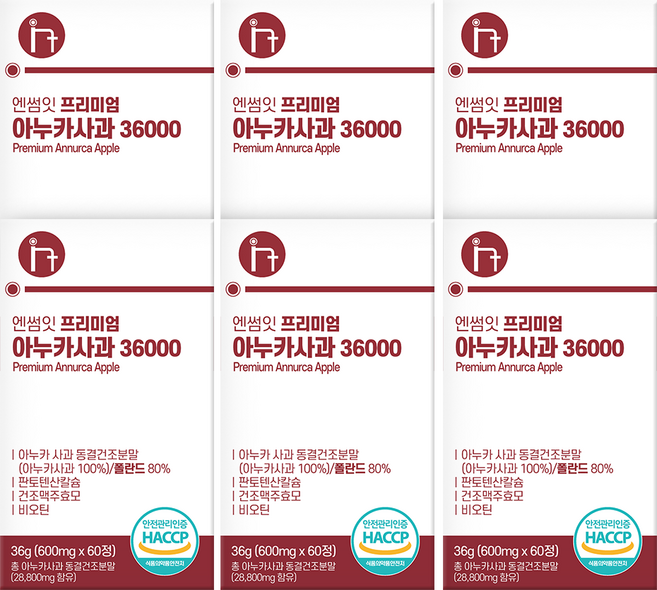엔썸잇 프리미엄 아누카사과 36000 12개월분, 60정, 6개