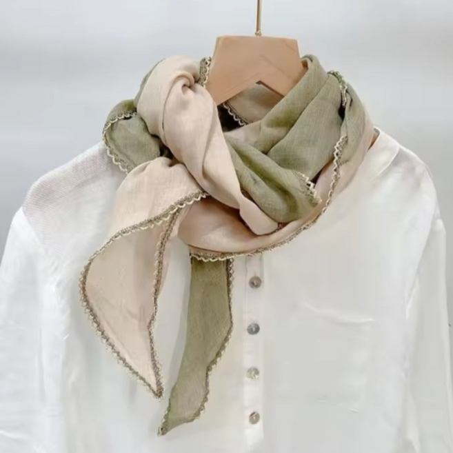 투톤 레이스 롱 스카프 간절기 여성 머플러 목도리