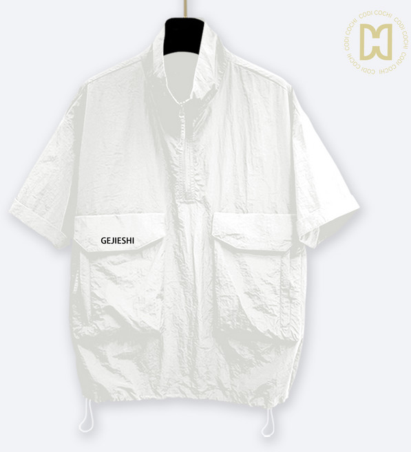 코디코치 스포티 반집업 점퍼 여름 아노락 빅포켓 반팔 티셔츠