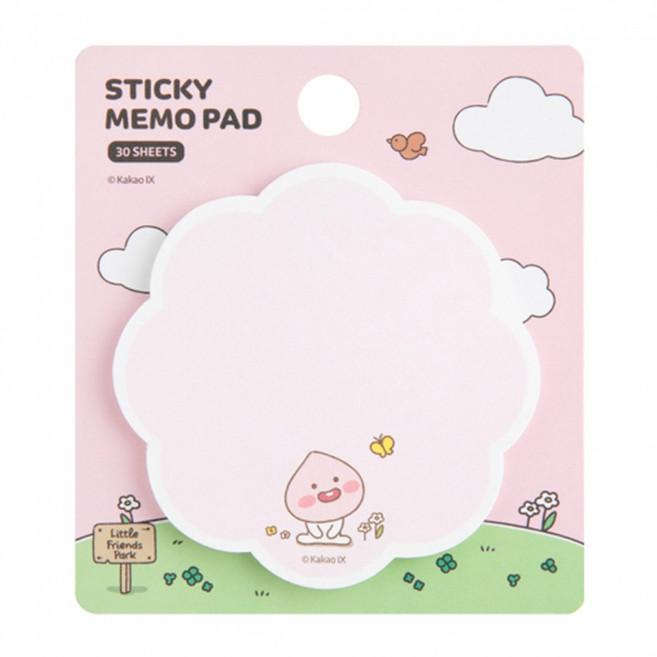카카오프렌즈 리틀프렌즈 꽃모양 형태 점착메모지 어피치 70X70mm 30매 (1개입), 개 (1개입)
